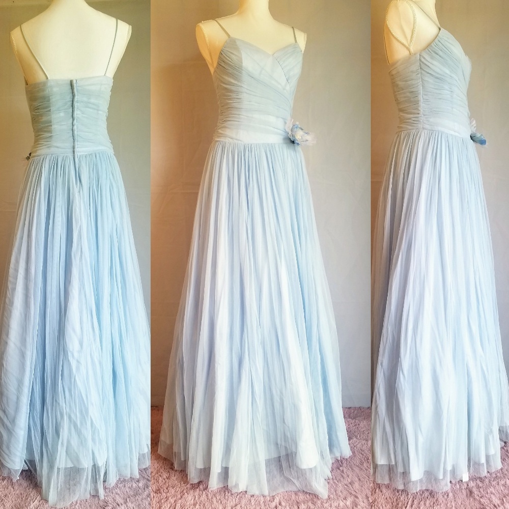 Roberta Spaghetti Strap Baby Blue Tulle Full Skirt Ball Gown NWT - Picture 2 of 6